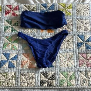 Blue bandeau bikini set